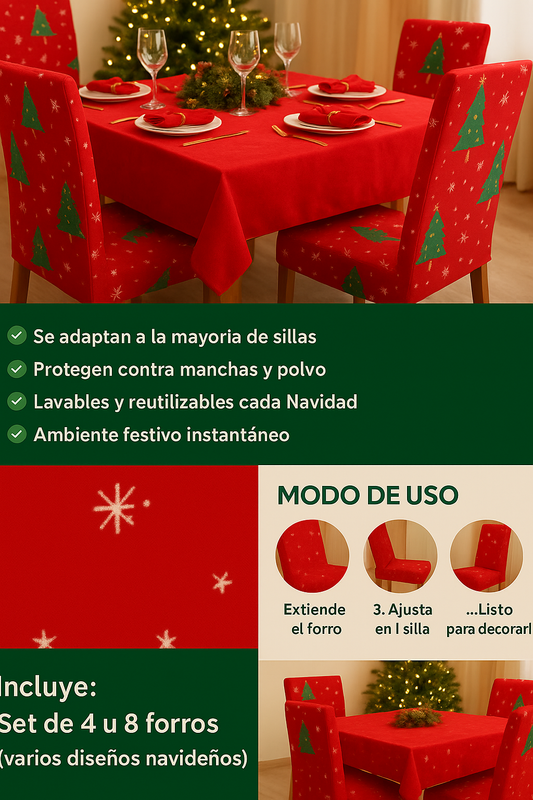 COMBO X 4 FORROS MAGICOS PREMIUM🎅🏻– Ajustables, Lavables y Festivos 🎄